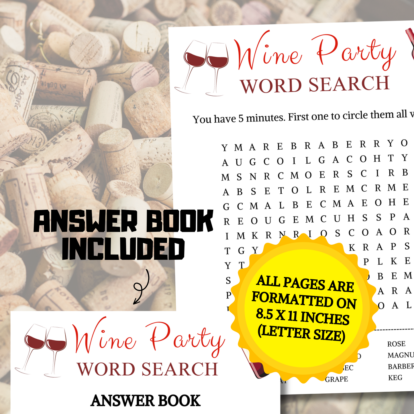 Wine Word Search Game | Printable Wine Word Search Puzzle Game