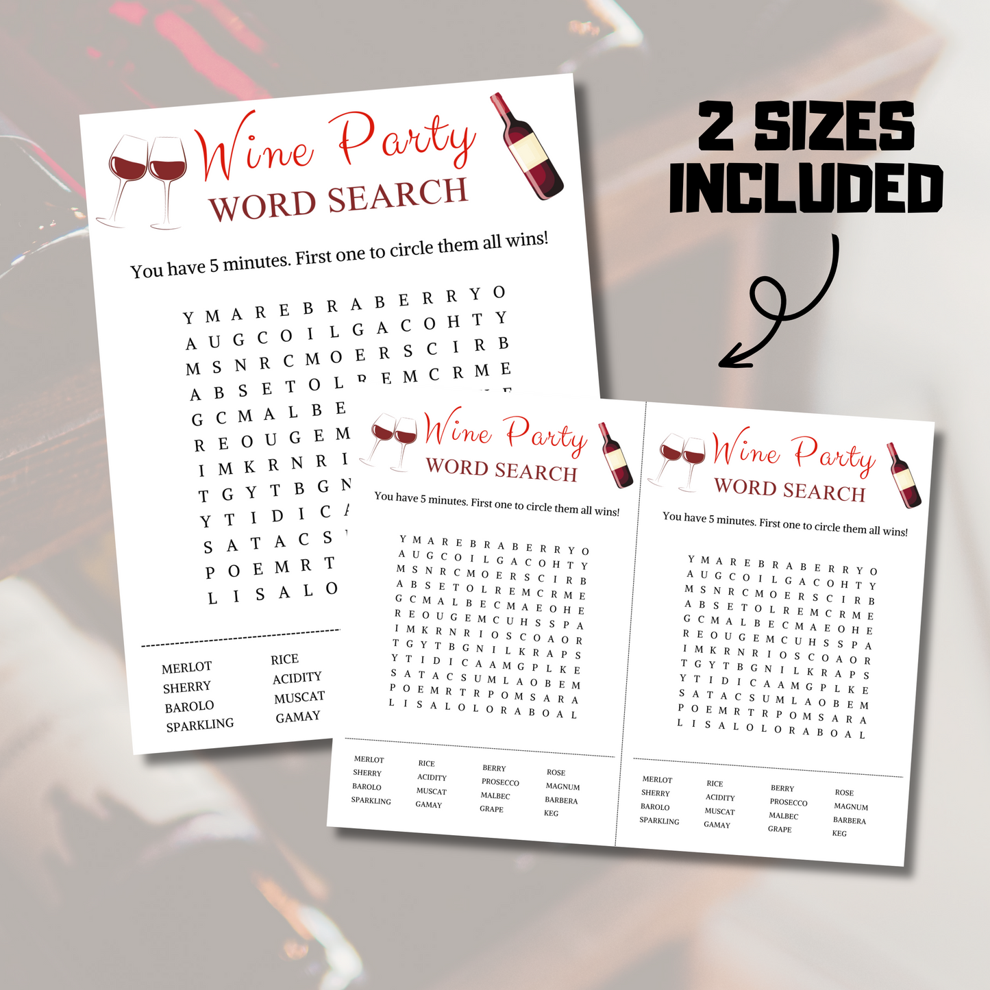 Wine Word Search Game | Printable Wine Word Search Puzzle Game