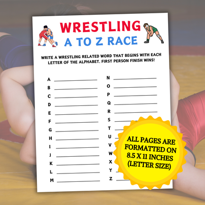 Wrestling A To Z Race Game | Printable Wrestling Team ABC Race Games