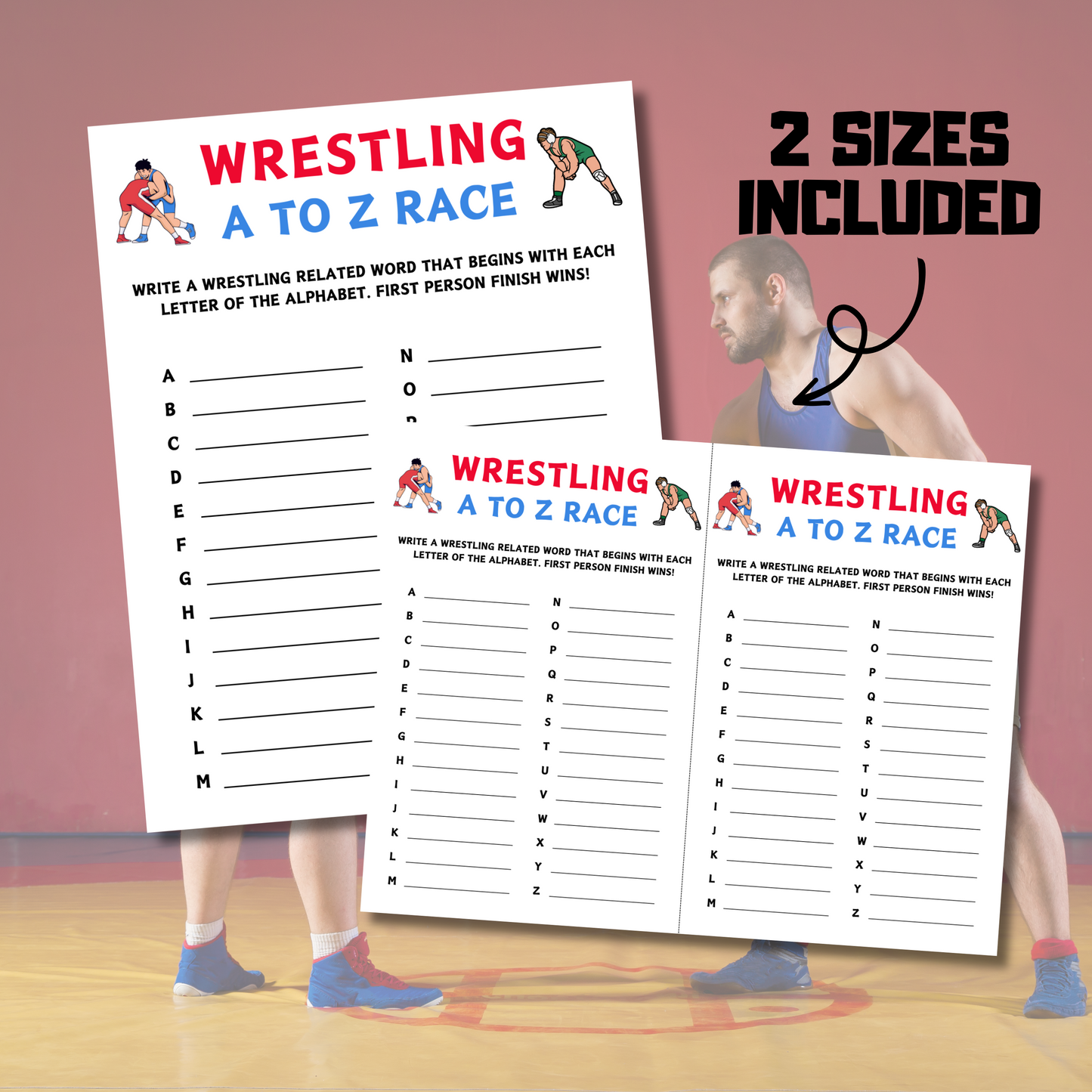 Wrestling A To Z Race Game | Printable Wrestling Team ABC Race Games