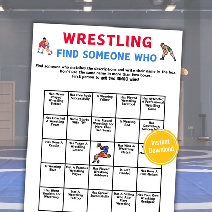 Wrestling Find Someone Who Game | Printable Wrestling Find The Guest Bingo