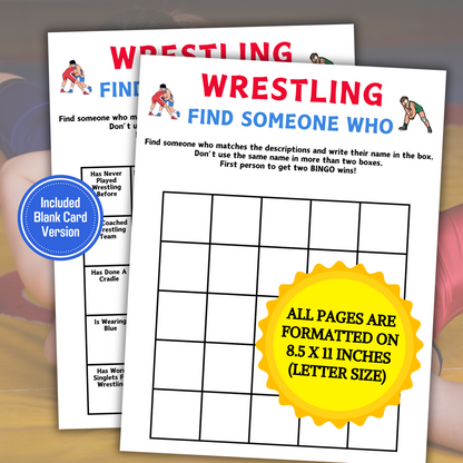 Wrestling Find Someone Who Game | Printable Wrestling Find The Guest Bingo