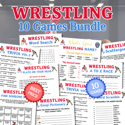 Wrestling Games Bundle | Printable Wrestling Party Game