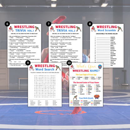 Wrestling Games Bundle | Printable Wrestling Party Game