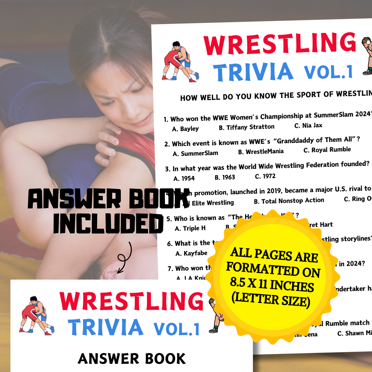 Wrestling Games Bundle | Printable Wrestling Party Game