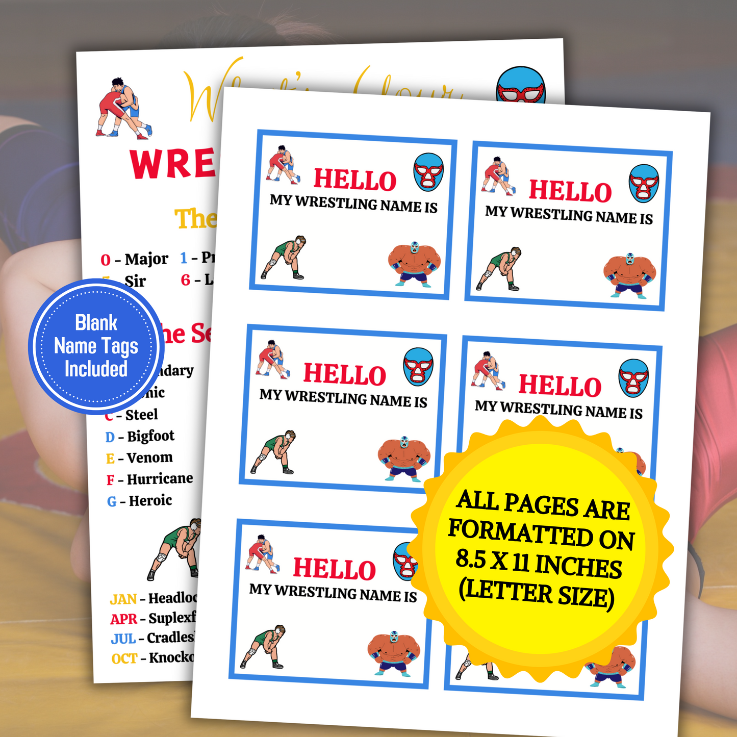 Wrestling Games Bundle | Printable Wrestling Party Game