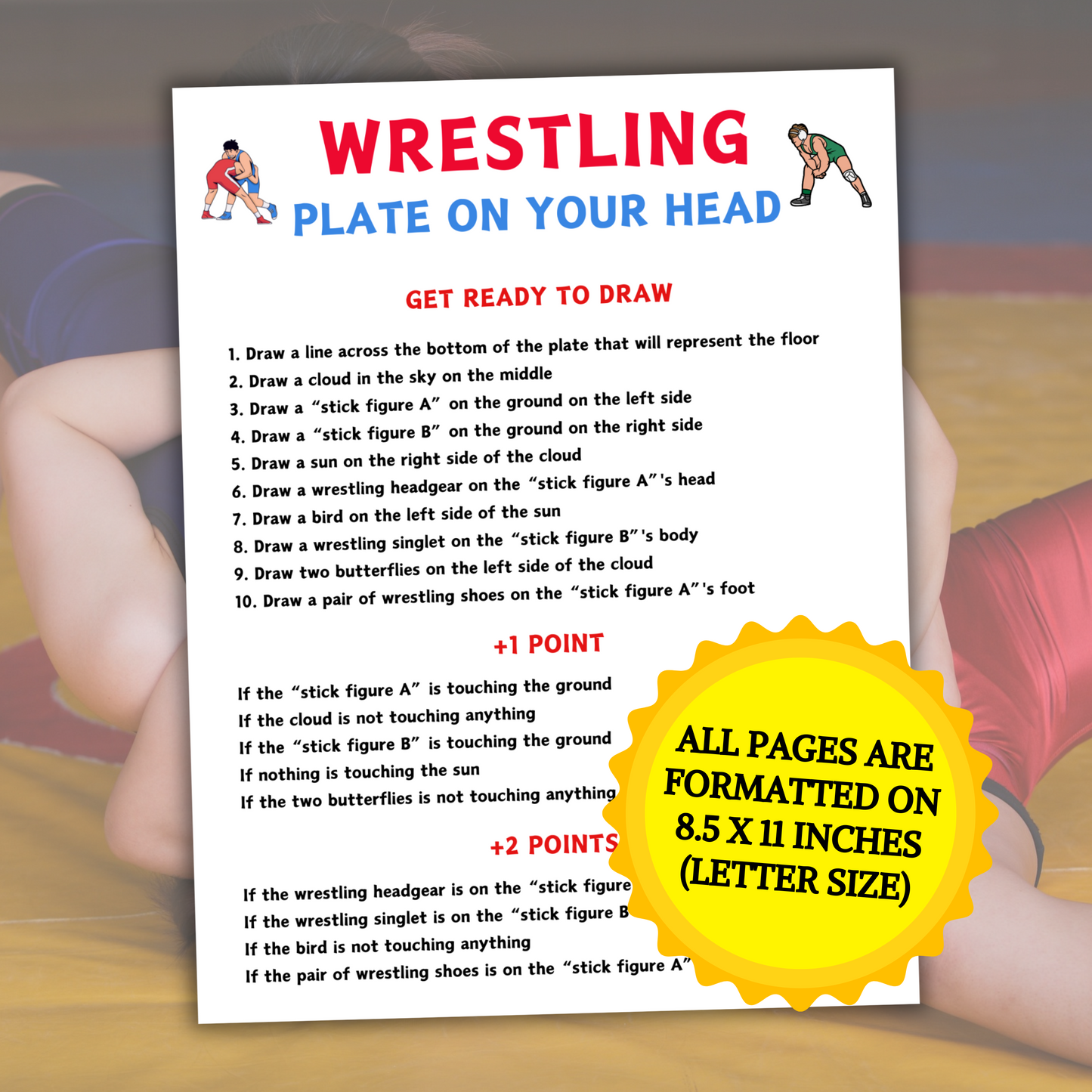Wrestling Plate On Your Head Game | Hilarious Wrestling Drawing Game