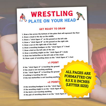 Wrestling Plate On Your Head Game | Hilarious Wrestling Drawing Game