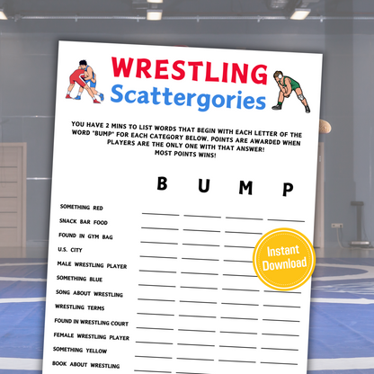 Wrestling Scattergories Game | Minimalist Wrestling Think Fast Game