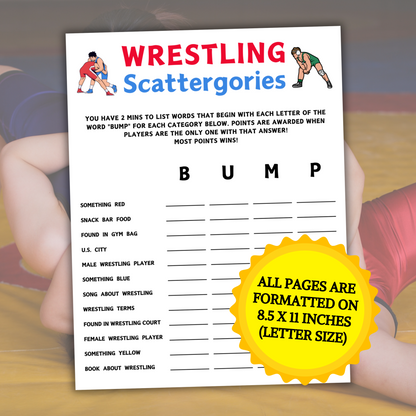 Wrestling Scattergories Game | Minimalist Wrestling Think Fast Game