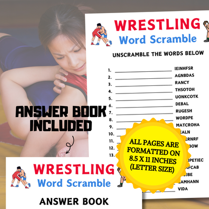 Wrestling Word Scramble Game | Minimalist Wrestling Team Think Fast Game
